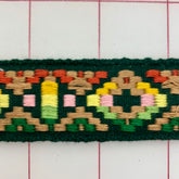 Non-Metallic Trim - 1.125-inch Vintage Green Embroidered Trim Close-Out